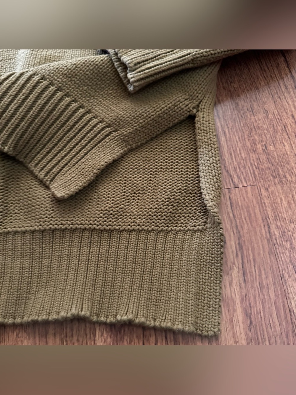 Jenni Kayne Olive Green Knit Crewneck Sweater fisherman size small heavy knit - Picture 2 of 9